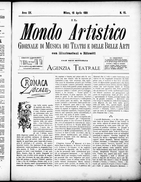 Il mondo artistico : giornale di musica dei teatri e delle belle arti