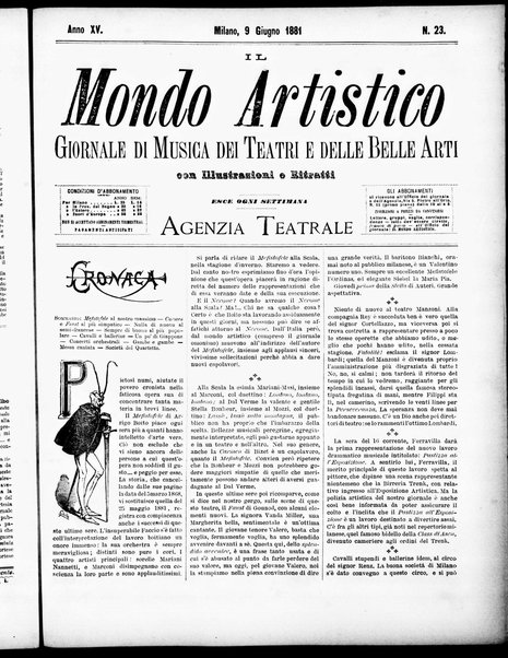 Il mondo artistico : giornale di musica dei teatri e delle belle arti