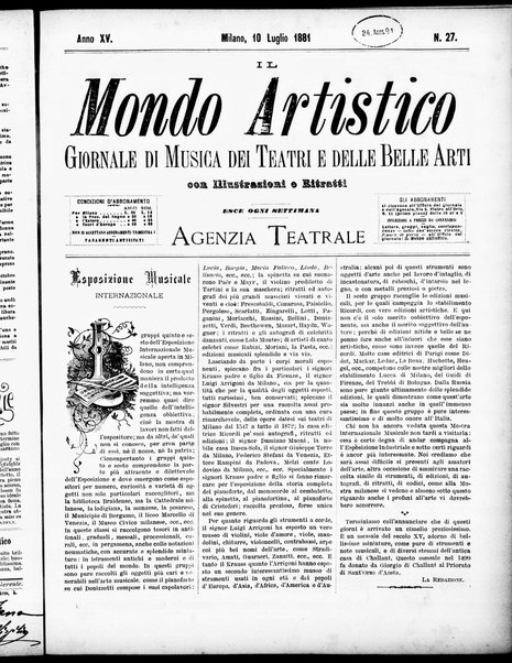 Il mondo artistico : giornale di musica dei teatri e delle belle arti