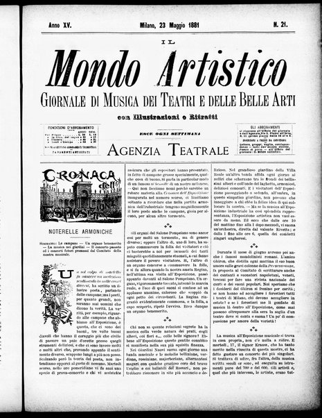 Il mondo artistico : giornale di musica dei teatri e delle belle arti