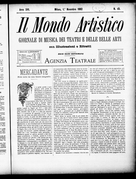 Il mondo artistico : giornale di musica dei teatri e delle belle arti