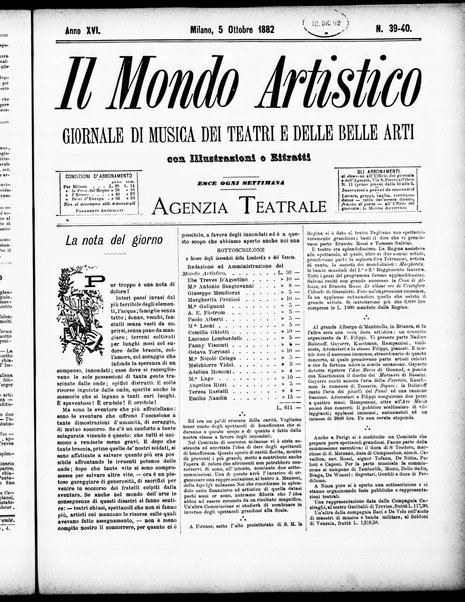 Il mondo artistico : giornale di musica dei teatri e delle belle arti