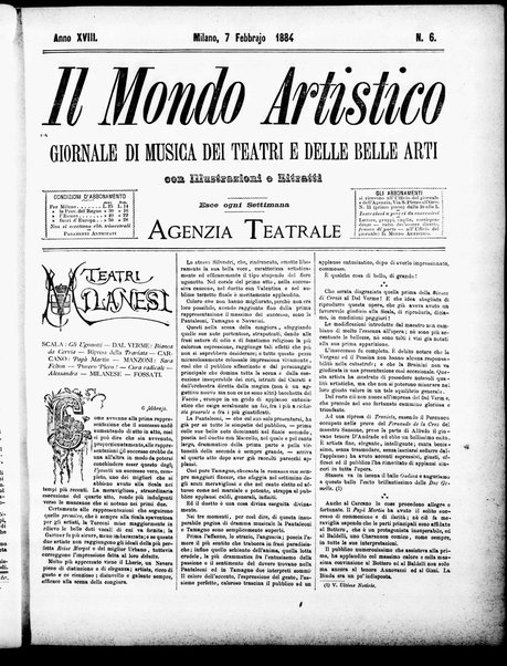 Il mondo artistico : giornale di musica dei teatri e delle belle arti