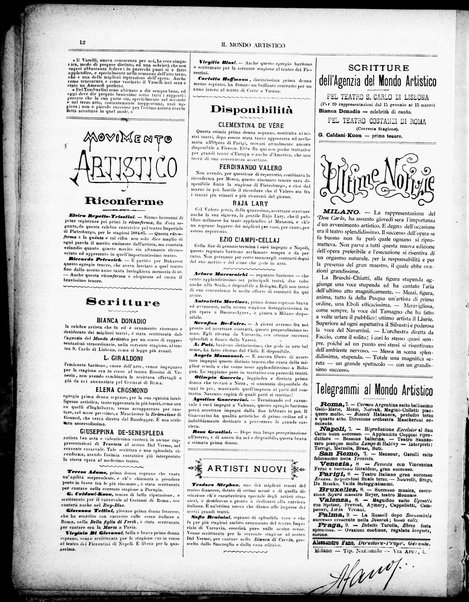 Il mondo artistico : giornale di musica dei teatri e delle belle arti