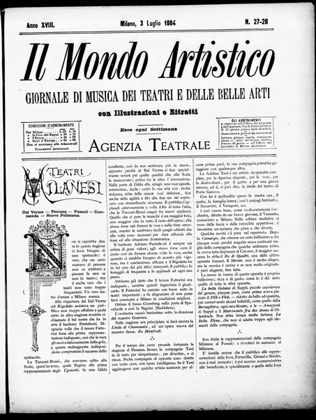 Il mondo artistico : giornale di musica dei teatri e delle belle arti