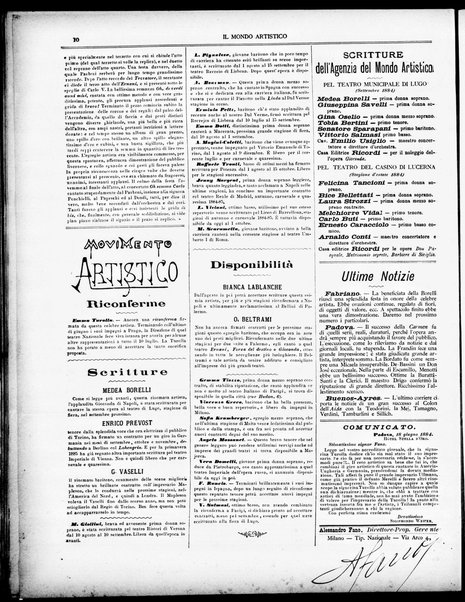 Il mondo artistico : giornale di musica dei teatri e delle belle arti