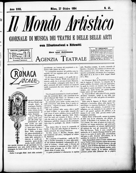 Il mondo artistico : giornale di musica dei teatri e delle belle arti