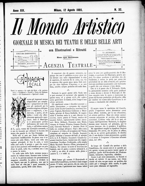 Il mondo artistico : giornale di musica dei teatri e delle belle arti