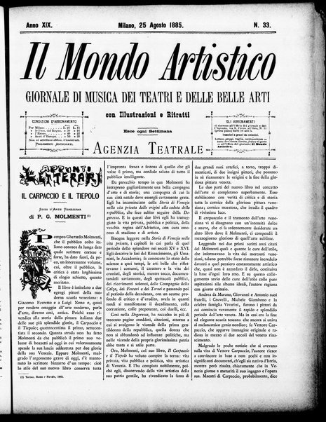 Il mondo artistico : giornale di musica dei teatri e delle belle arti