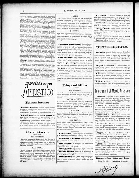 Il mondo artistico : giornale di musica dei teatri e delle belle arti