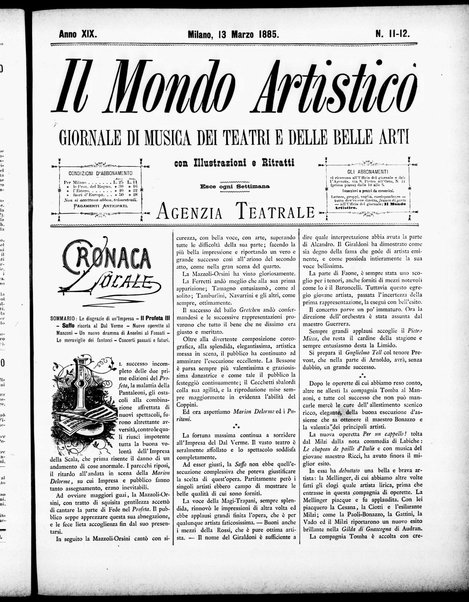 Il mondo artistico : giornale di musica dei teatri e delle belle arti