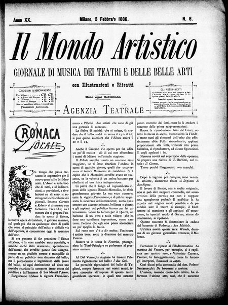 Il mondo artistico : giornale di musica dei teatri e delle belle arti