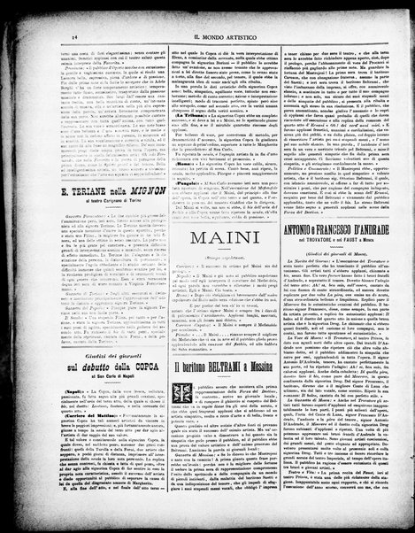 Il mondo artistico : giornale di musica dei teatri e delle belle arti