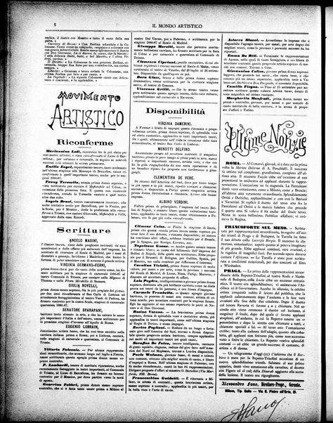 Il mondo artistico : giornale di musica dei teatri e delle belle arti