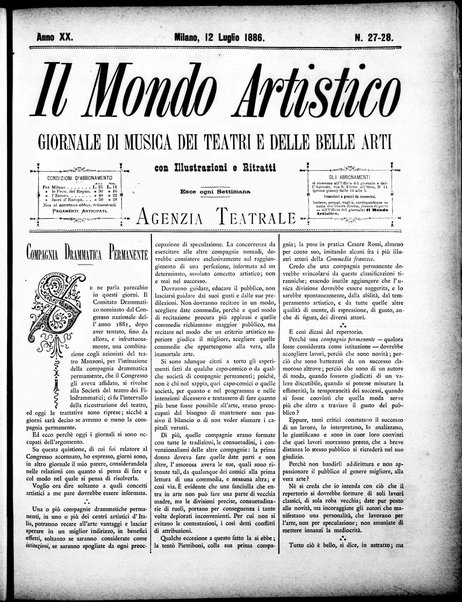 Il mondo artistico : giornale di musica dei teatri e delle belle arti