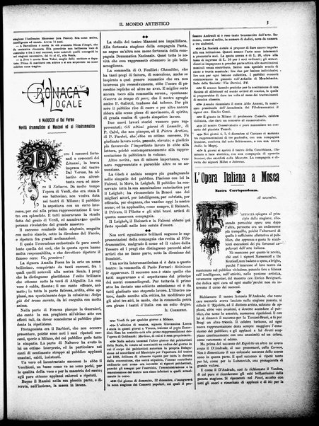 Il mondo artistico : giornale di musica dei teatri e delle belle arti