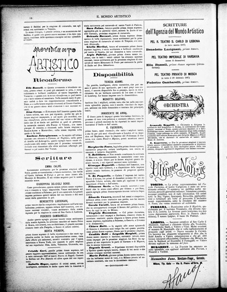 Il mondo artistico : giornale di musica dei teatri e delle belle arti