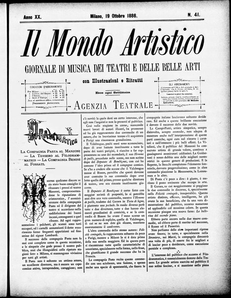 Il mondo artistico : giornale di musica dei teatri e delle belle arti