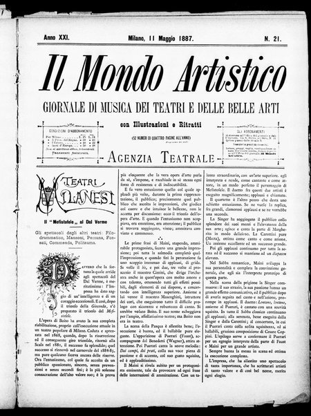 Il mondo artistico : giornale di musica dei teatri e delle belle arti