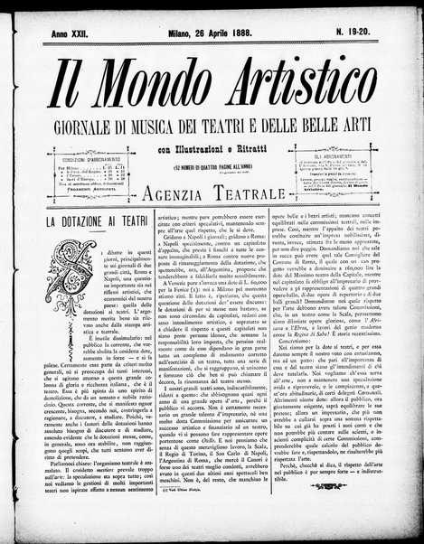 Il mondo artistico : giornale di musica dei teatri e delle belle arti