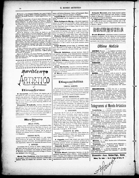 Il mondo artistico : giornale di musica dei teatri e delle belle arti