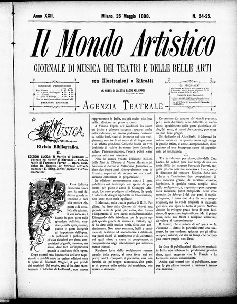 Il mondo artistico : giornale di musica dei teatri e delle belle arti