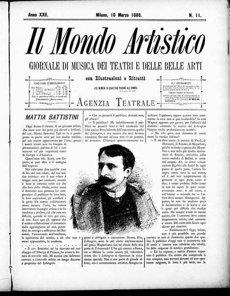 Il mondo artistico : giornale di musica dei teatri e delle belle arti