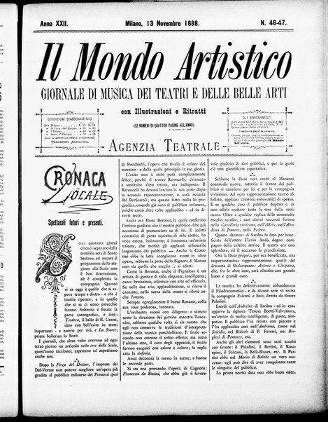 Il mondo artistico : giornale di musica dei teatri e delle belle arti