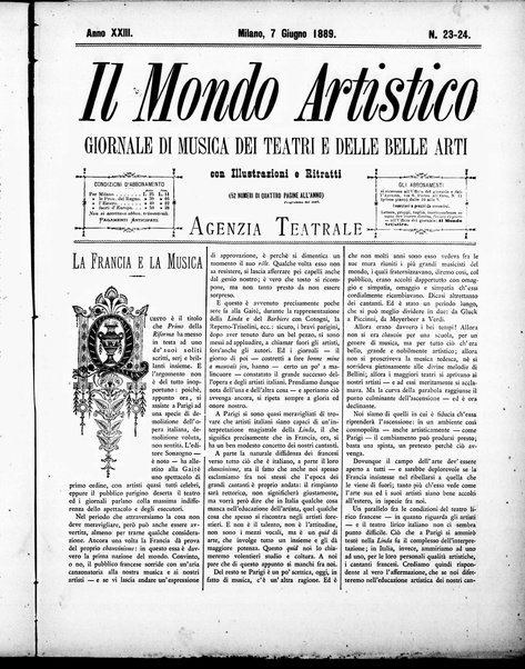 Il mondo artistico : giornale di musica dei teatri e delle belle arti