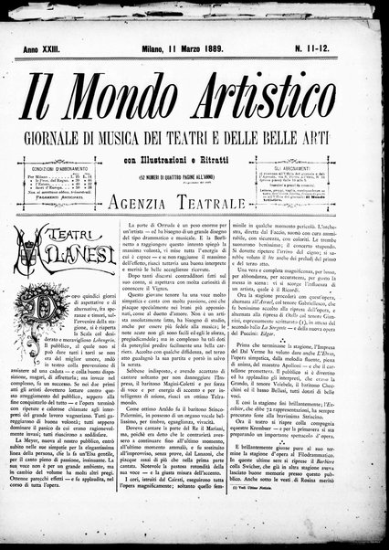 Il mondo artistico : giornale di musica dei teatri e delle belle arti