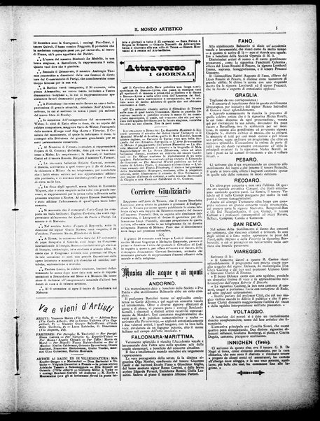 Il mondo artistico : giornale di musica dei teatri e delle belle arti