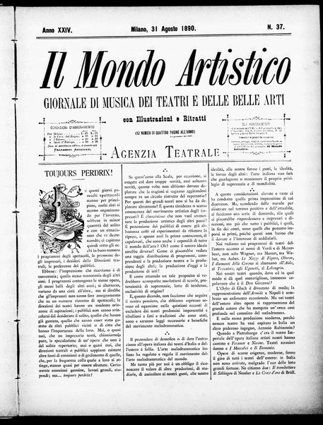 Il mondo artistico : giornale di musica dei teatri e delle belle arti