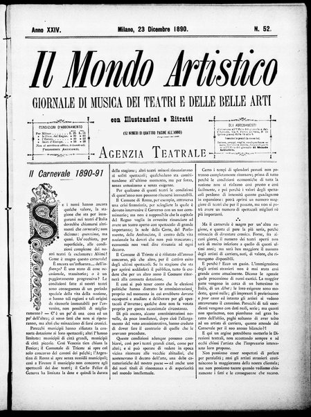 Il mondo artistico : giornale di musica dei teatri e delle belle arti