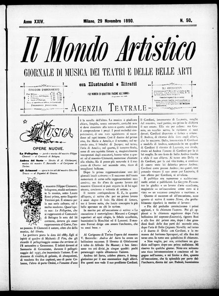 Il mondo artistico : giornale di musica dei teatri e delle belle arti