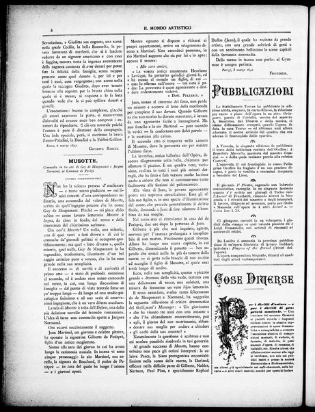 Il mondo artistico : giornale di musica dei teatri e delle belle arti