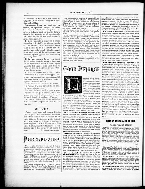 Il mondo artistico : giornale di musica dei teatri e delle belle arti