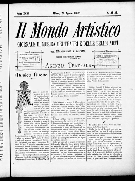 Il mondo artistico : giornale di musica dei teatri e delle belle arti