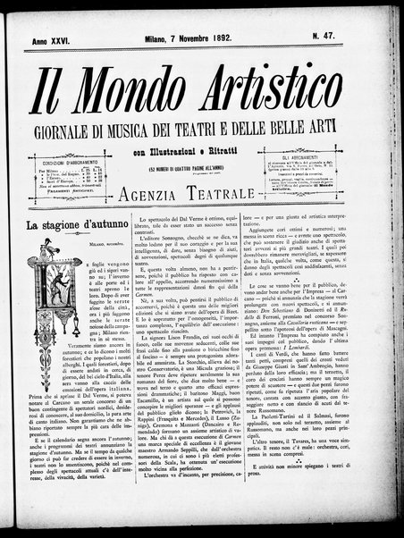 Il mondo artistico : giornale di musica dei teatri e delle belle arti