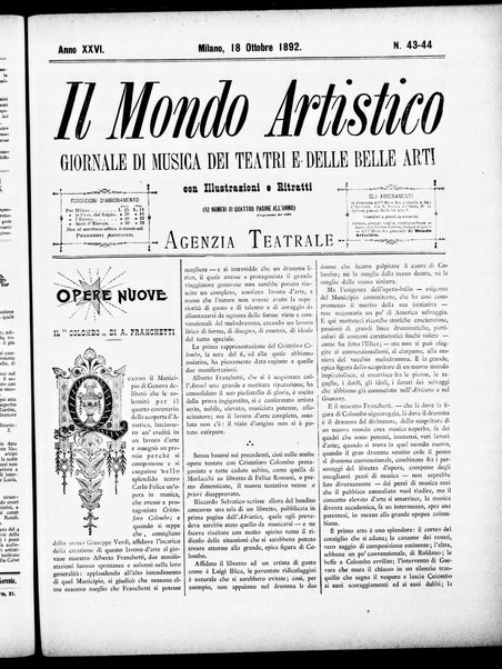 Il mondo artistico : giornale di musica dei teatri e delle belle arti