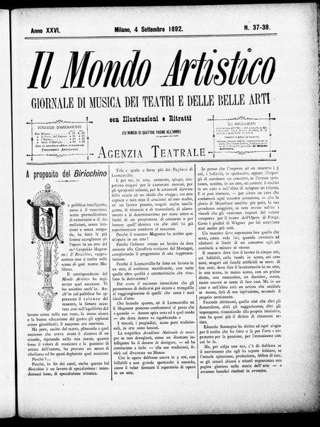 Il mondo artistico : giornale di musica dei teatri e delle belle arti