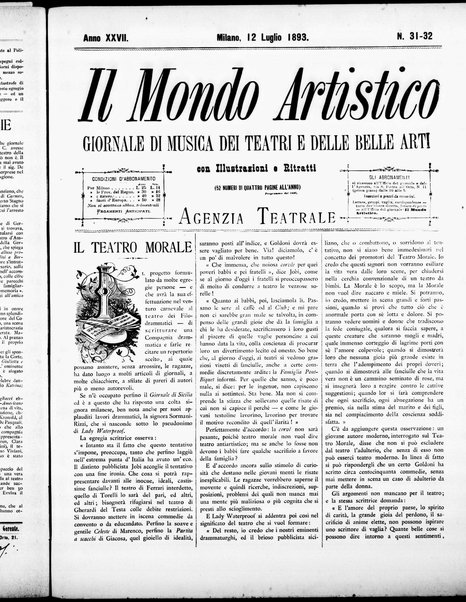 Il mondo artistico : giornale di musica dei teatri e delle belle arti