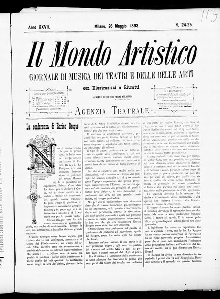 Il mondo artistico : giornale di musica dei teatri e delle belle arti