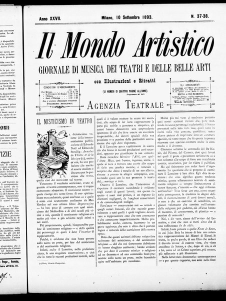 Il mondo artistico : giornale di musica dei teatri e delle belle arti