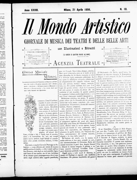 Il mondo artistico : giornale di musica dei teatri e delle belle arti