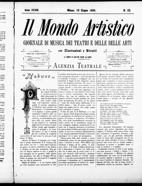 Il mondo artistico : giornale di musica dei teatri e delle belle arti