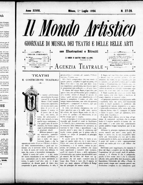 Il mondo artistico : giornale di musica dei teatri e delle belle arti