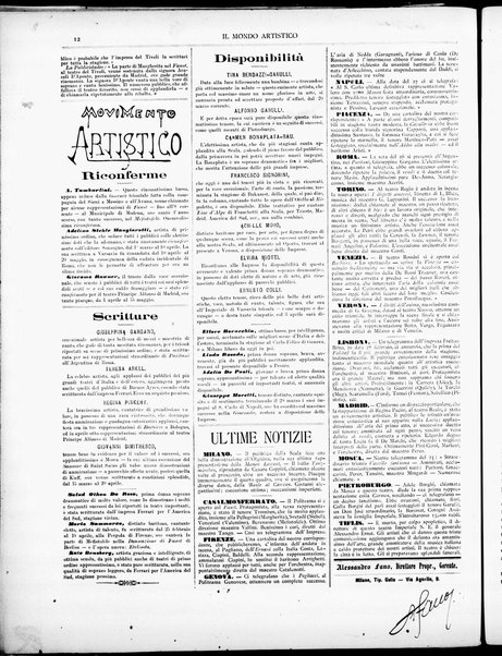 Il mondo artistico : giornale di musica dei teatri e delle belle arti