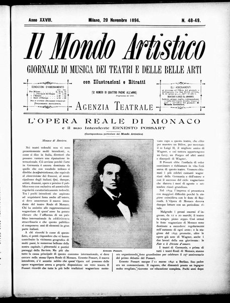 Il mondo artistico : giornale di musica dei teatri e delle belle arti