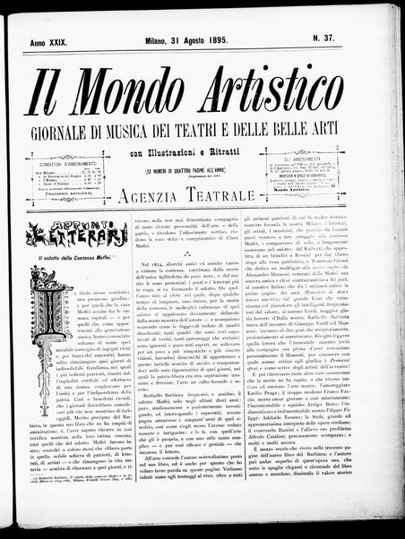 Il mondo artistico : giornale di musica dei teatri e delle belle arti