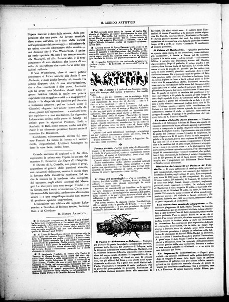 Il mondo artistico : giornale di musica dei teatri e delle belle arti